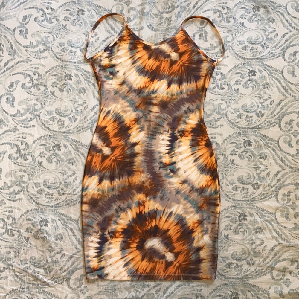 Multi-colored Backless Midi Dress